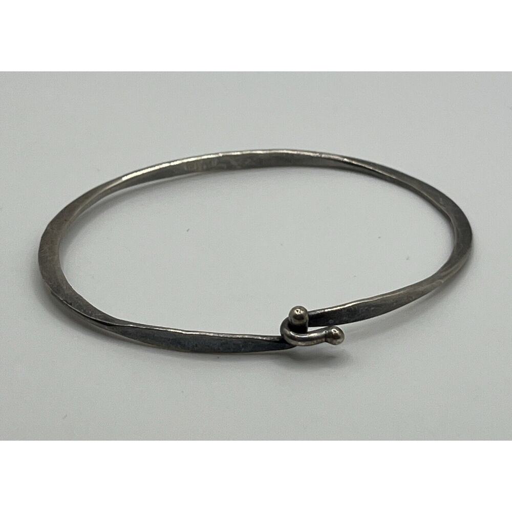 James Avery Sterling Silver Hammered Hook On Bangle Bracelet